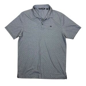 Travis Mathew Gray Micro Print Polo Shirt Golf Casual Performance Size L